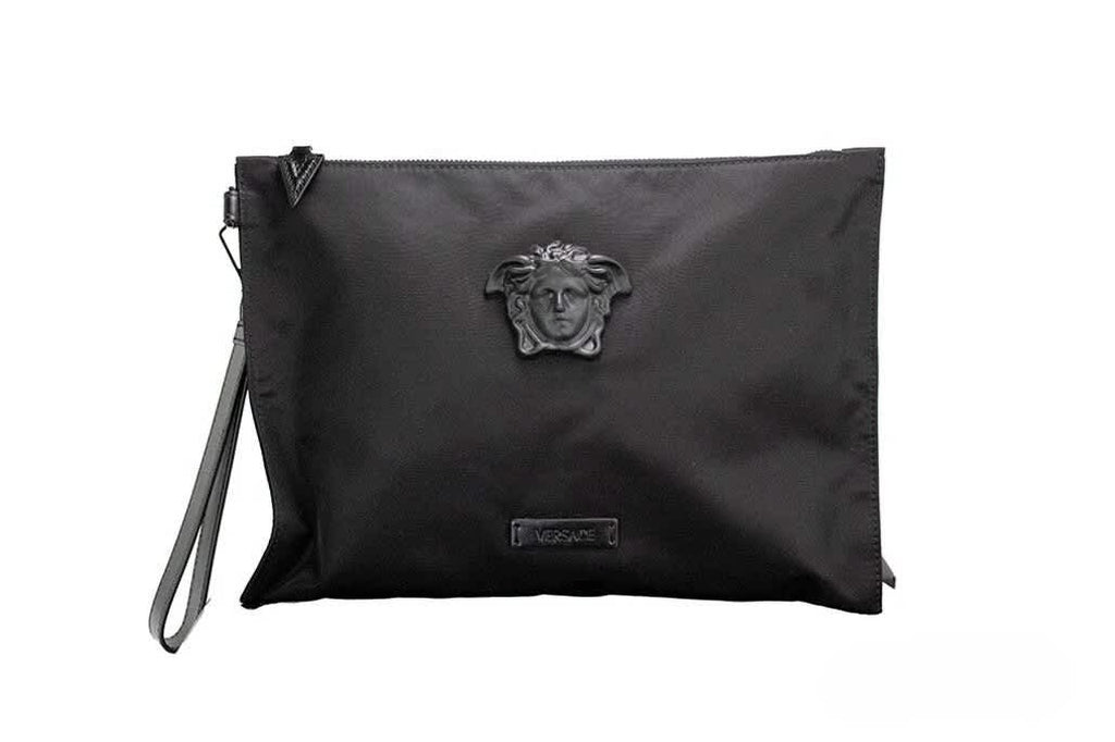 Versace Versace Large Nylon Fabric Medusa Convertible Pouch Clutch Wristlet Women's Bag