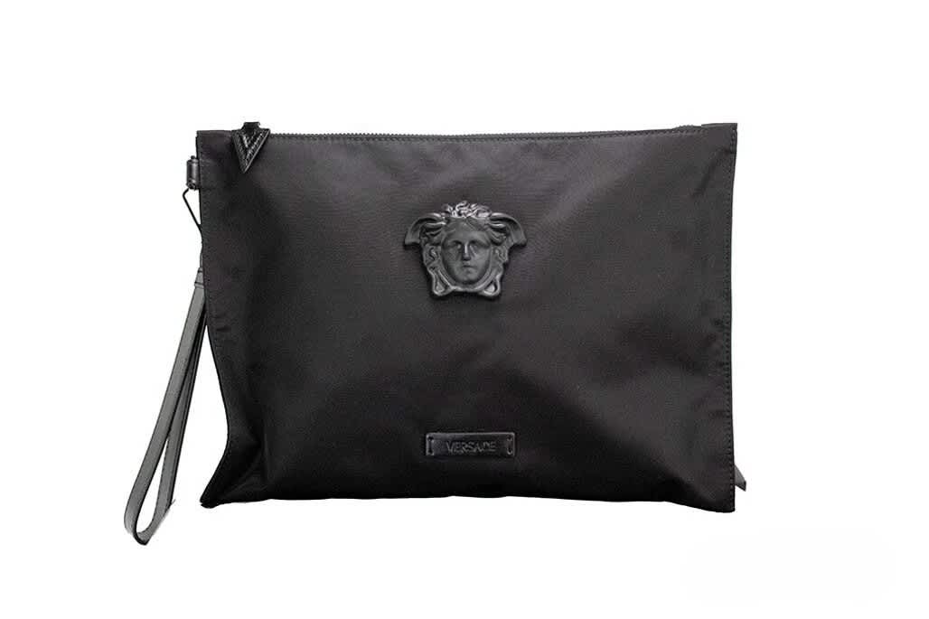 Versace Versace Large Nylon Fabric Medusa Convertible Pouch Clutch Wristlet Women's Bag