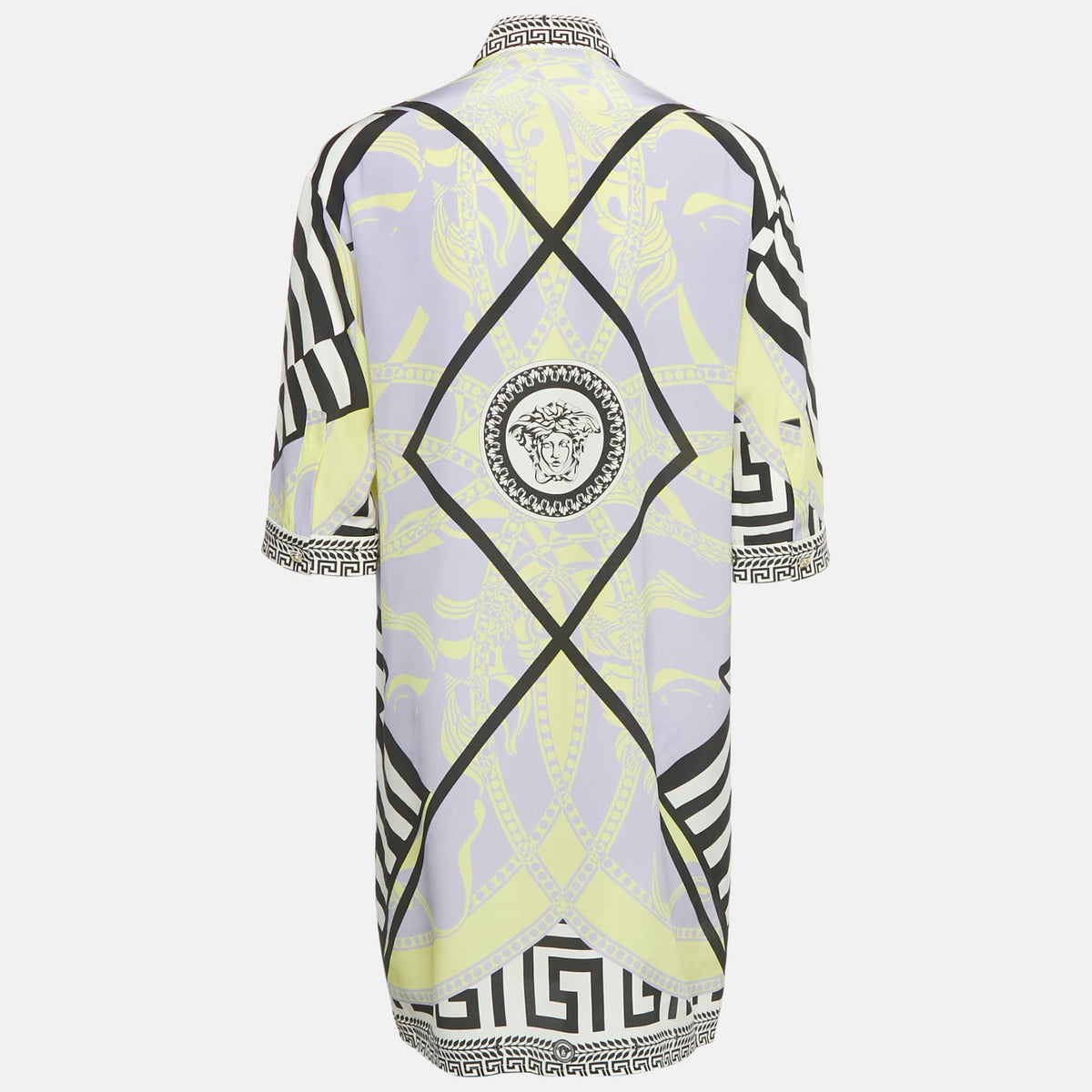 Versace Multicolor Printed Silk Shirt Dress