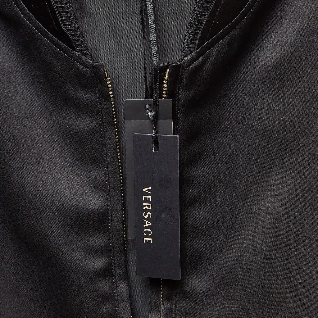 Versace Black Medusa Embroidered Satin Bomber Jacket