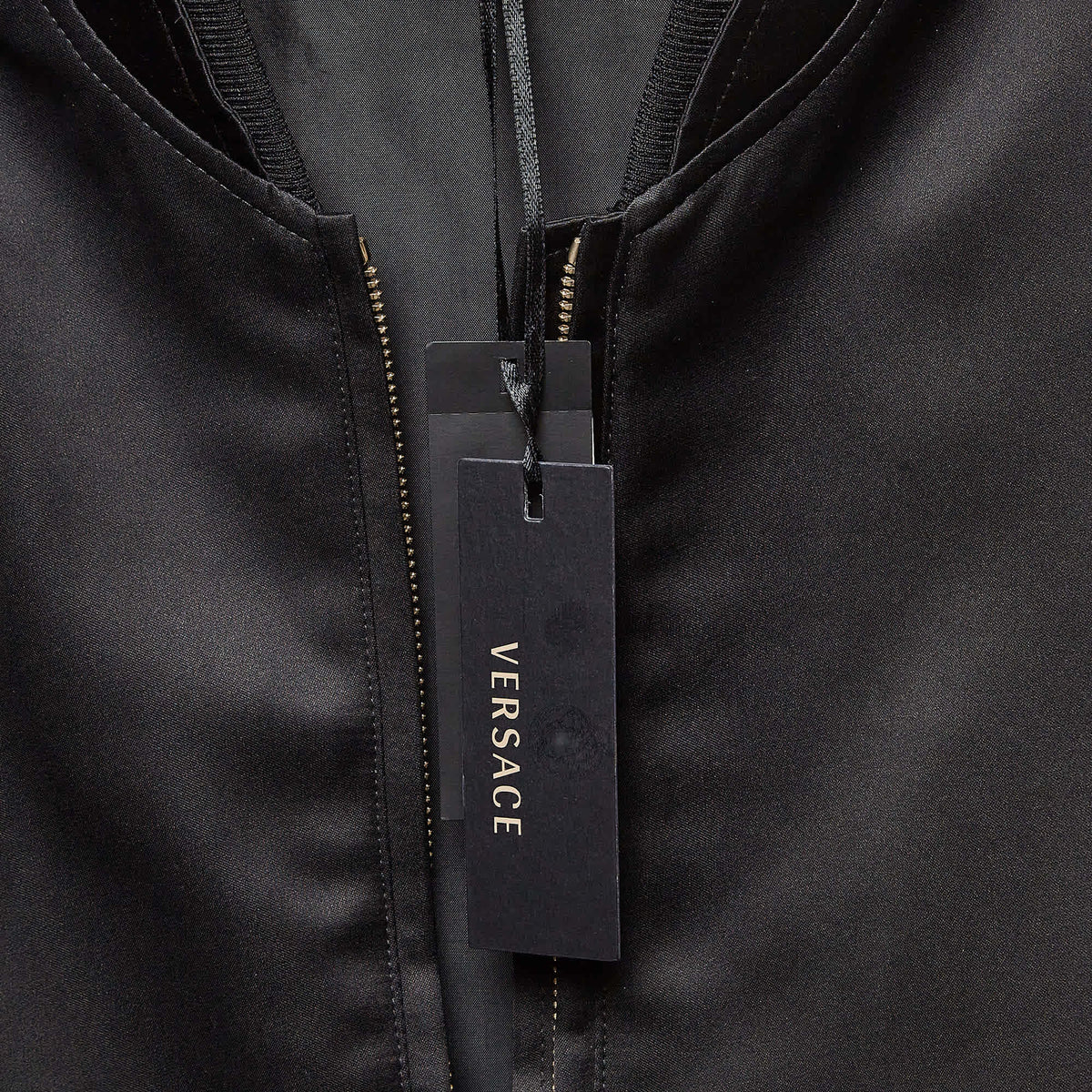 Versace Black Medusa Embroidered Satin Bomber Jacket