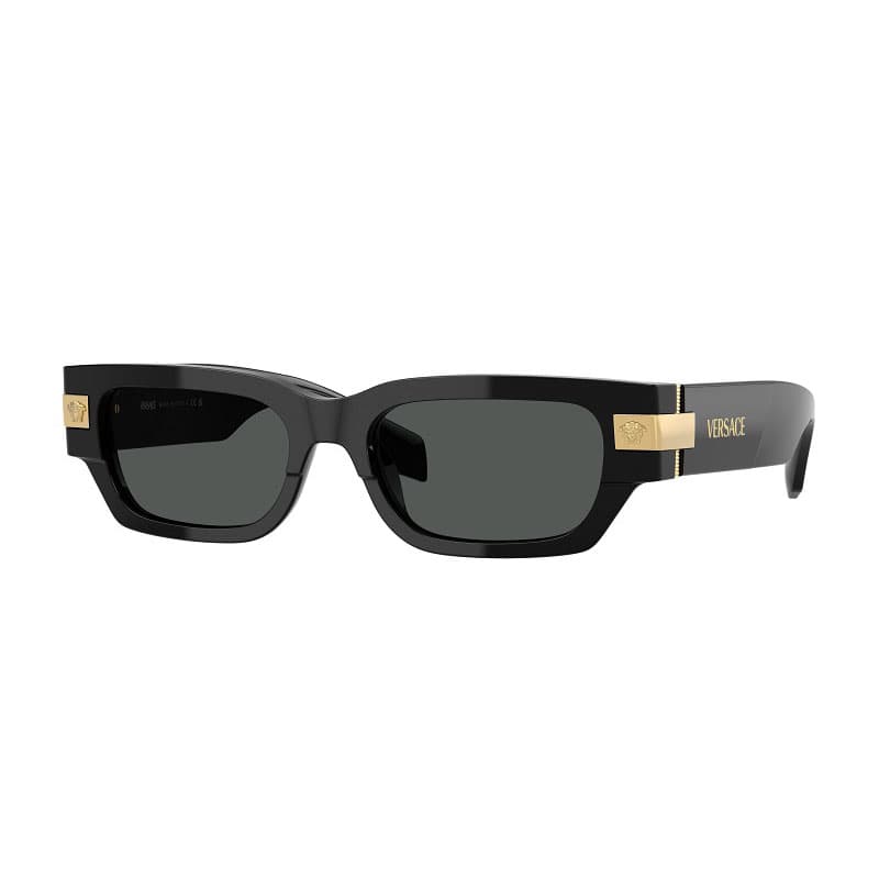 Versace Sunglasses Rectangle Full Rim, Top Black White Frame And Dark Grey Lens Ve4465545987