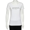 Versus Versace White Logo Embellished Cotton Knit T-Shirt