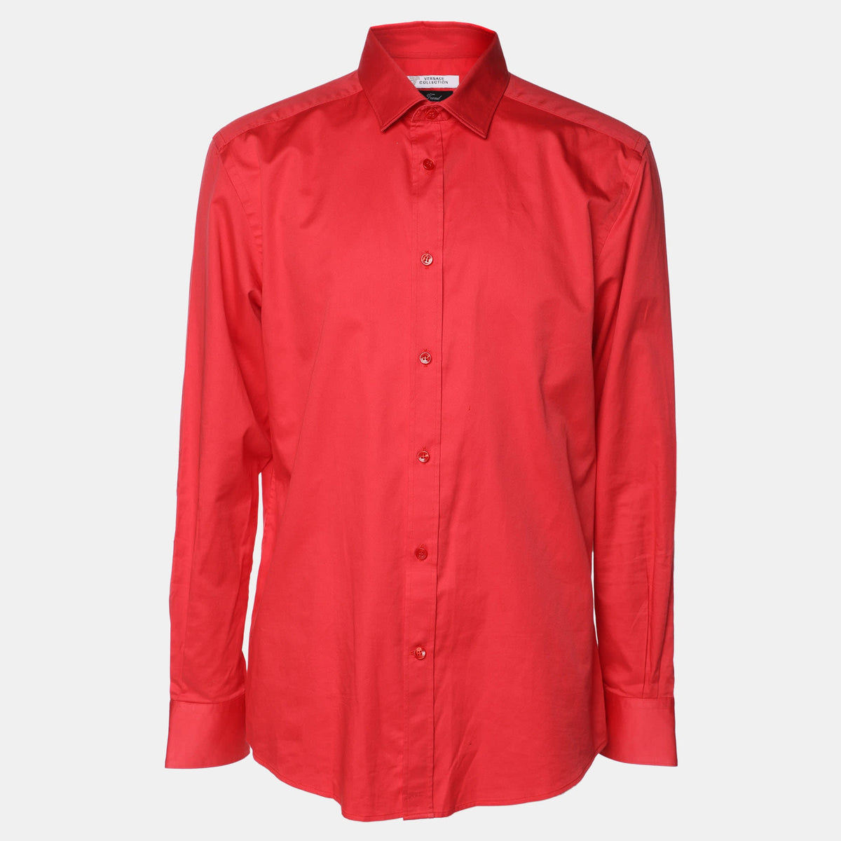 Versace Collection Red Cotton Button Front Shirt
