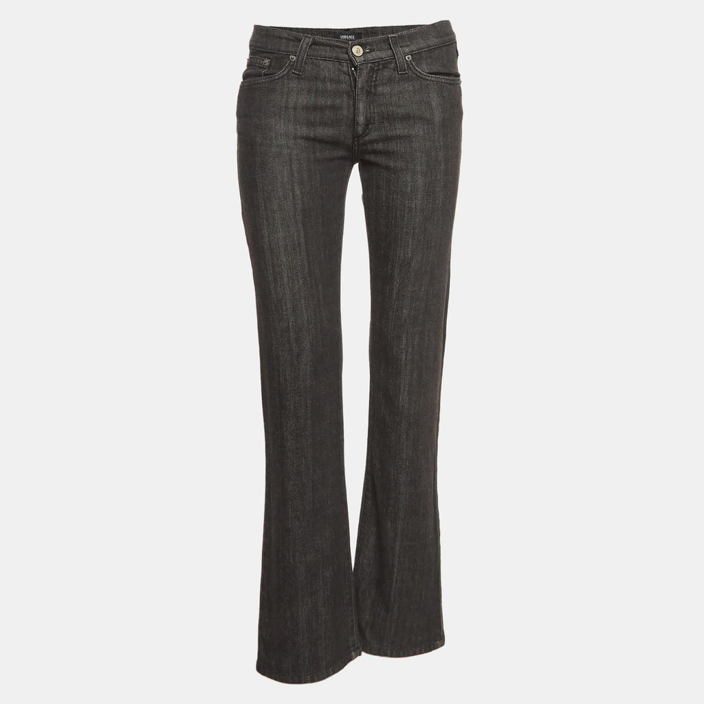 Versace Jeans Couture Black Embroidered Denim Jeans M Waist