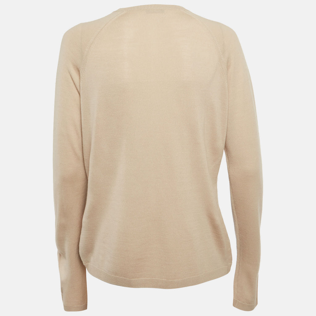 Versace Collection Beige Printed Silk And Knit Cardigan