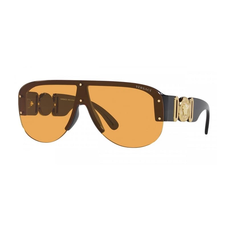 Versace Sunglasses Aviator Semi Rim, Black Frame And Dark Grey Lens Ve4391Gb1/87