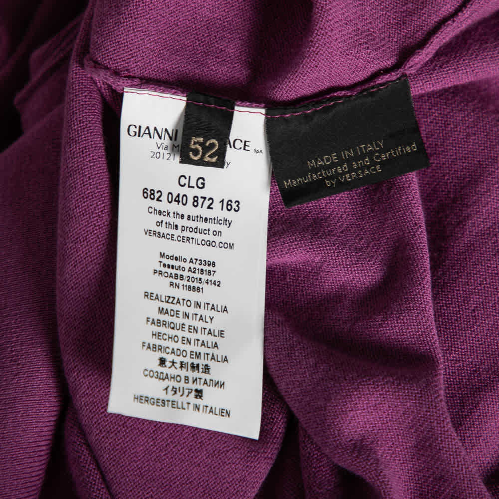 Versace Purple Knit Greca Detailed Long Sleeve Sweater
