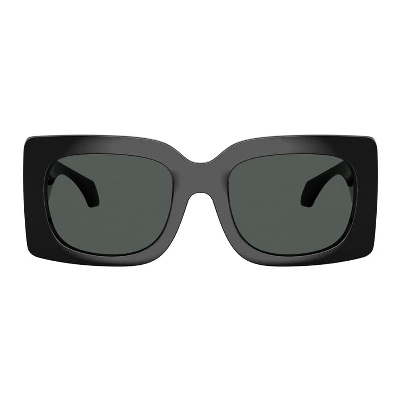 Versace Sunglasses Square Full Rim, Shiny Black Frame And Dark Grey Lens Ve4496Ugb1/87