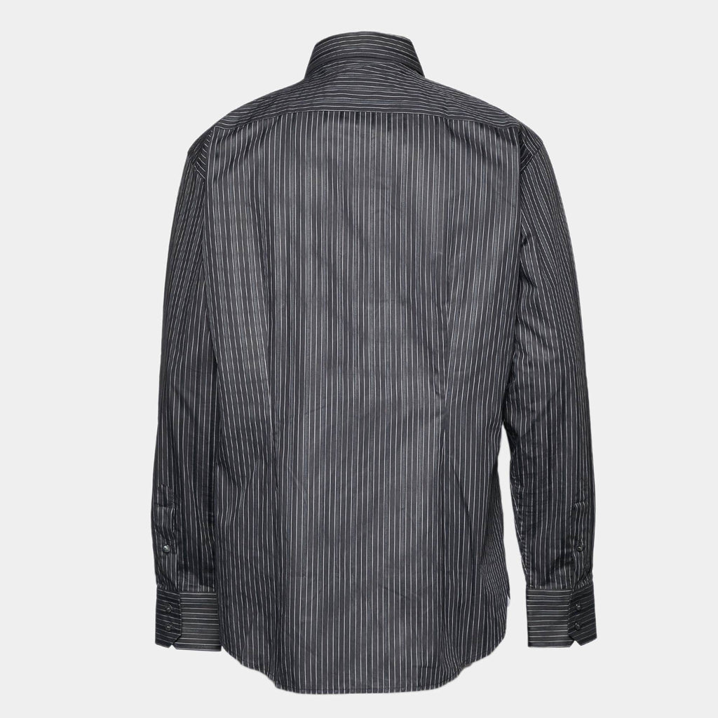 Versace Collection Black Pin Stripe Cotton Business Fit Shirt