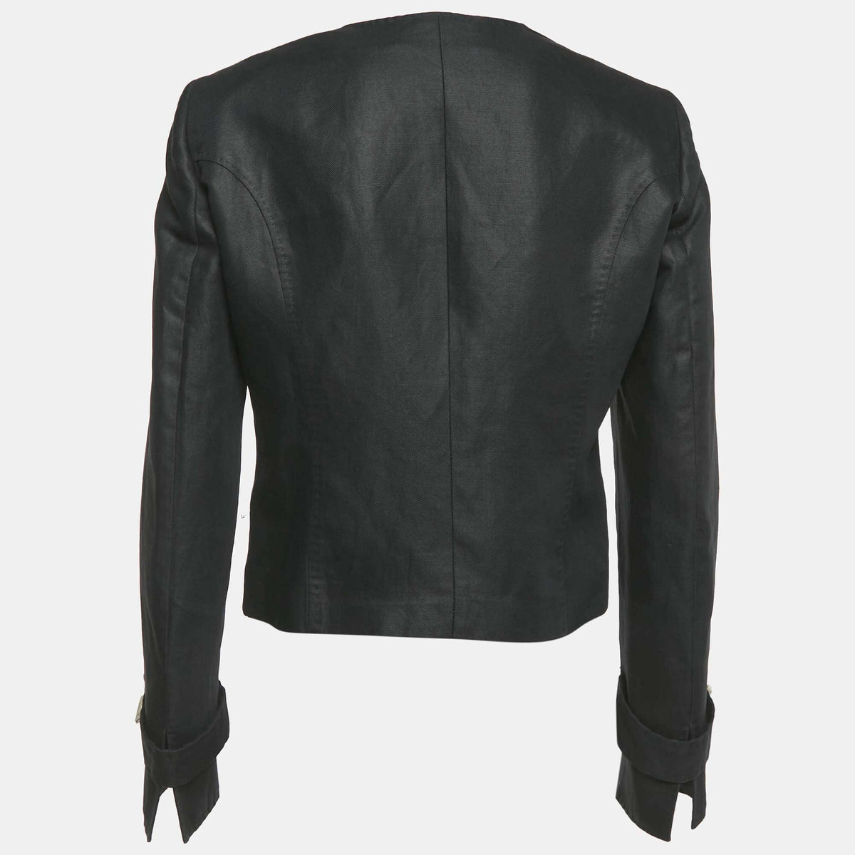 Versace Black Cotton Blend Button Front Jacket