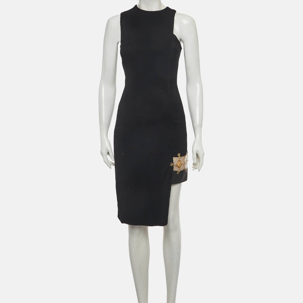 Versus Versace Black Crepe Sleeveless Fitted Dress
