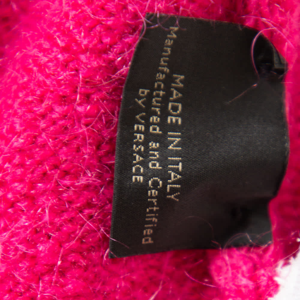 Versace Pink Mohair High Neck Sleeveless Tank Top