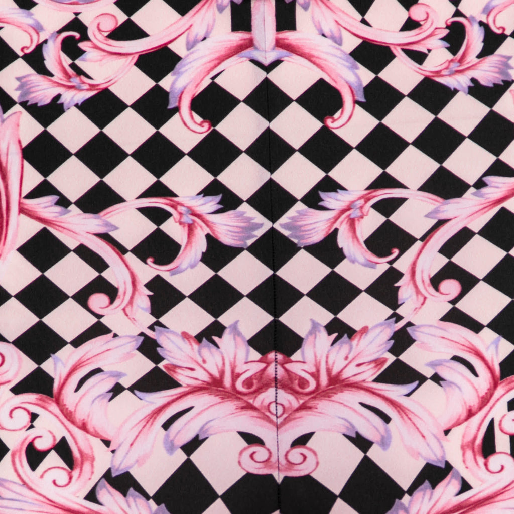 Versace Pink Stretch Knit Striped & Baroque Print Leggings