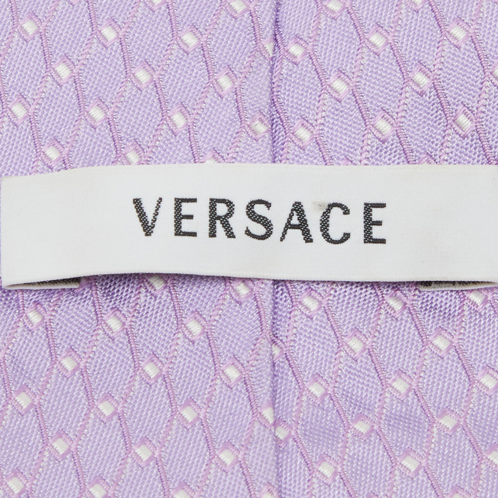 Versace Purple Geometric Pattern Silk Tie