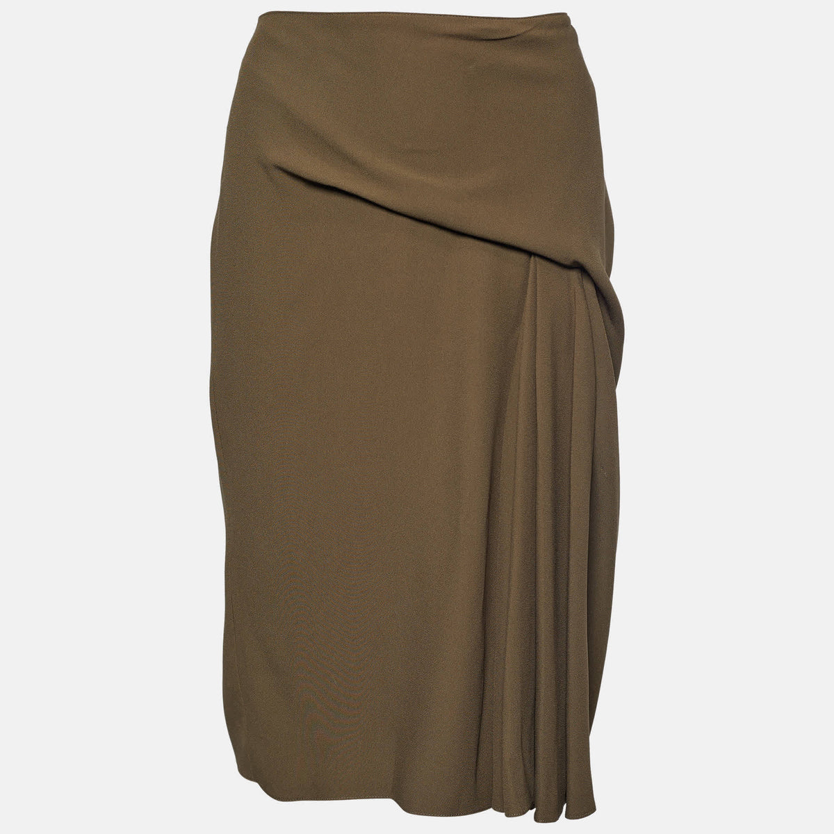Versace Moss Green Crepe Draped Knee-Length Skirt