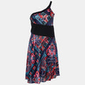 Versace Collection Multicolor Printed Jersey One Shoulder Dress