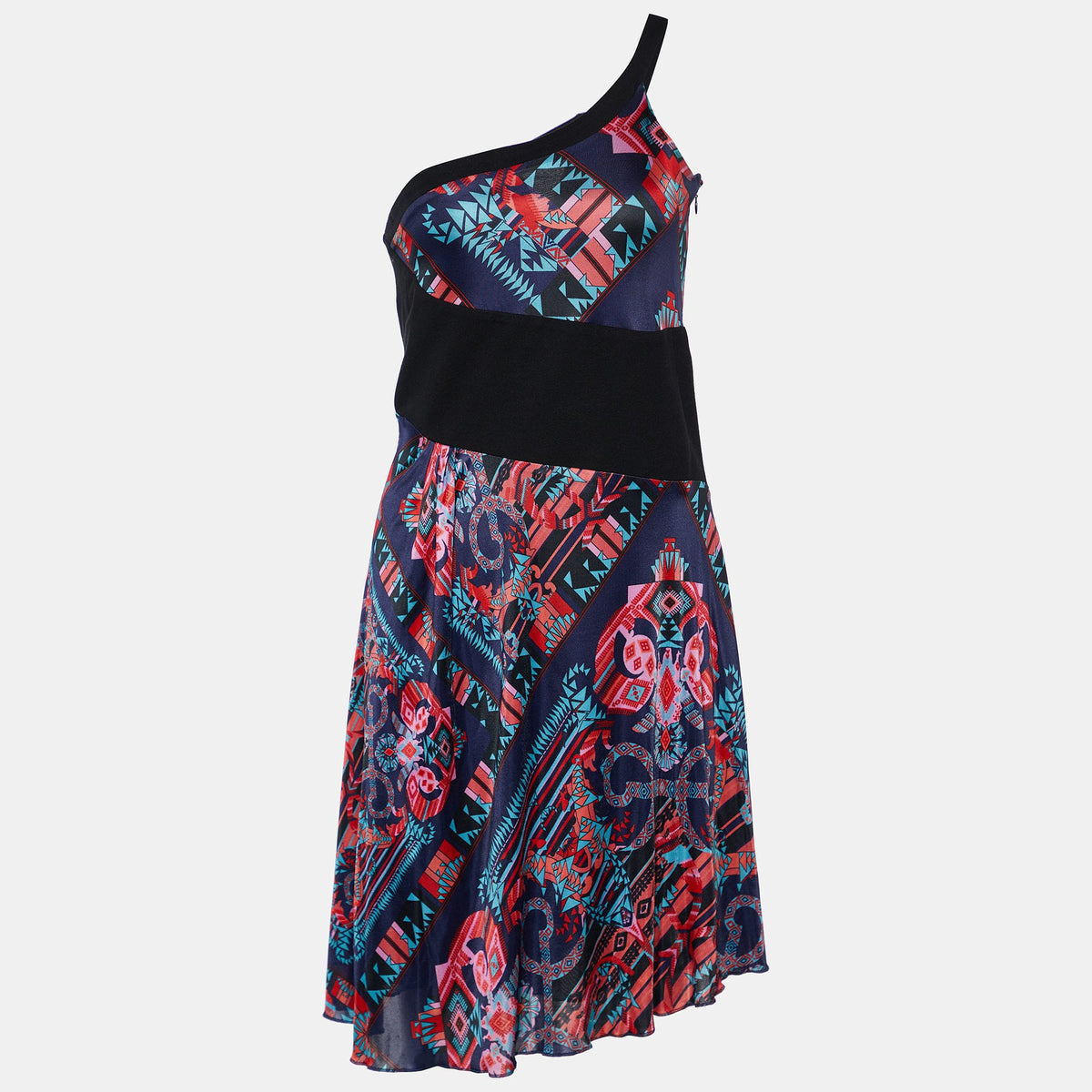 Versace Collection Multicolor Printed Jersey One Shoulder Dress