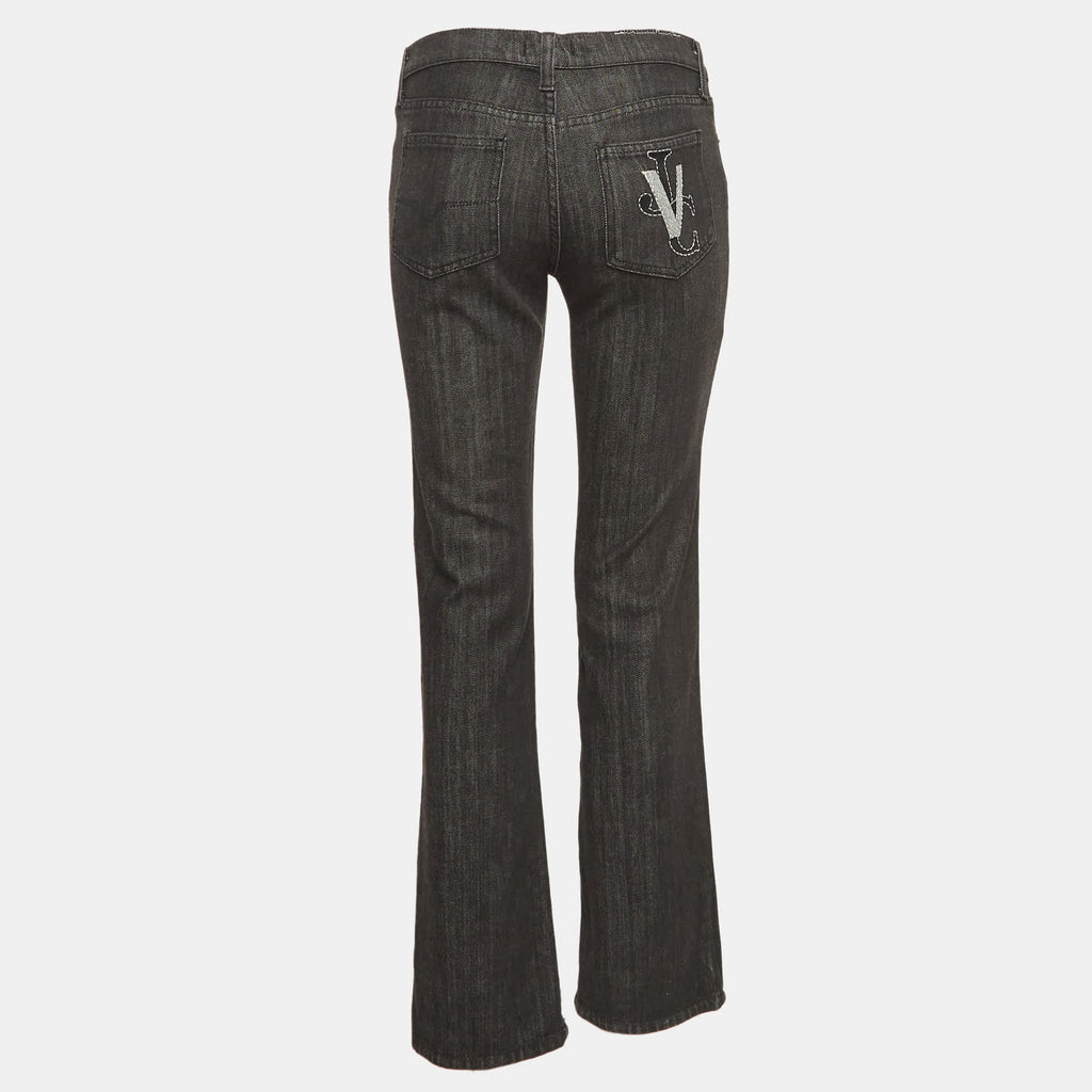 Versace Jeans Couture Black Embroidered Denim Jeans M Waist