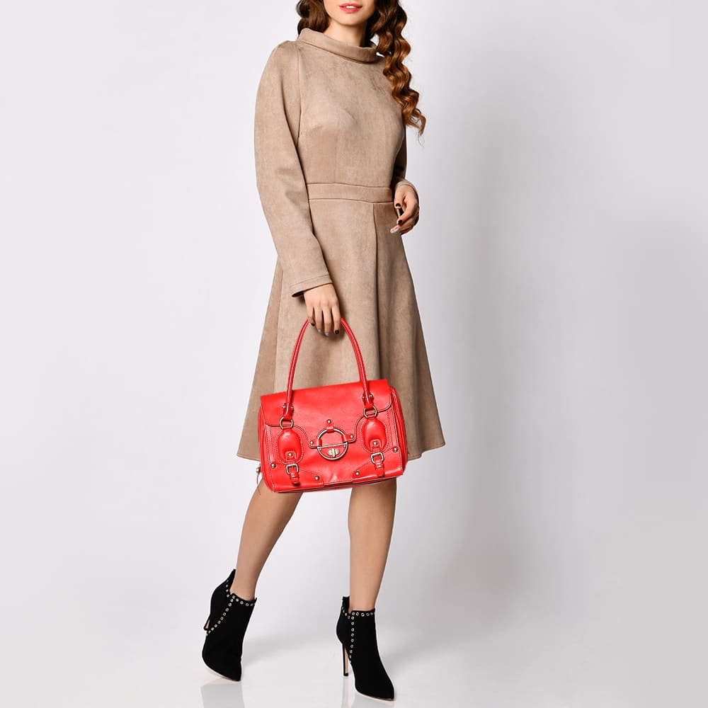 Versace Red Leather Totes Bag