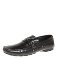 Versace Black Leather Medusa Detail Slip On Loafers