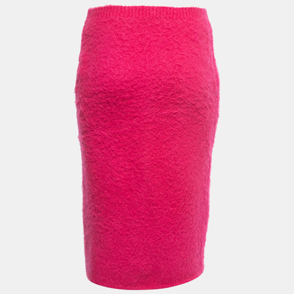 Versace Hot Pink Mohair Blend Knit Pencil Skirt