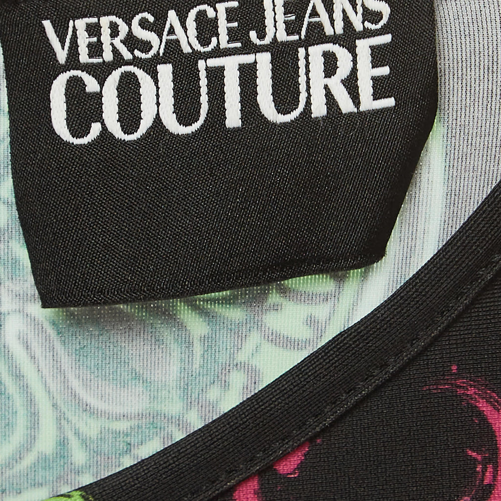 Versace Jeans Couture Black Baroque Printed Bodysuit