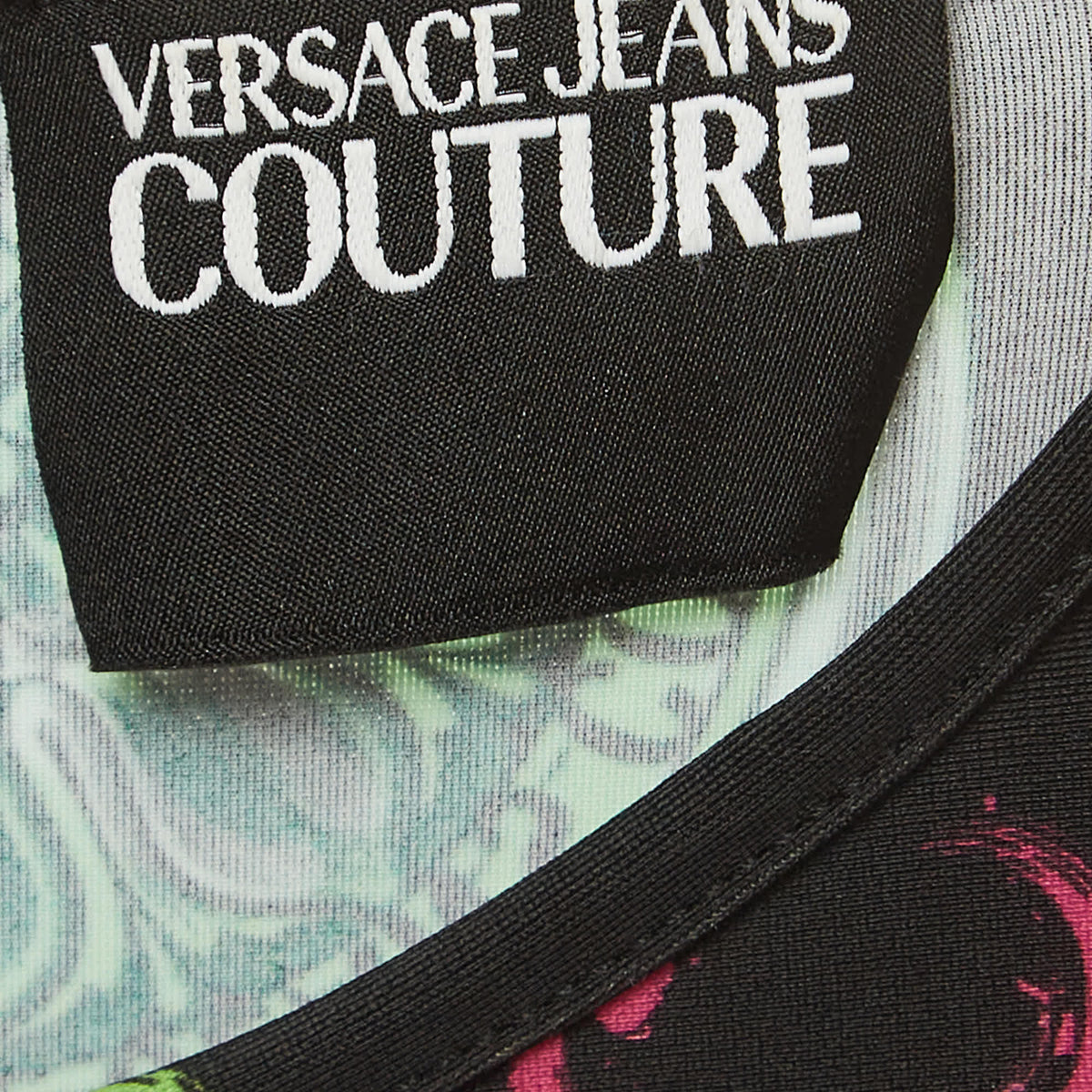 Versace Jeans Couture Black Baroque Printed Bodysuit