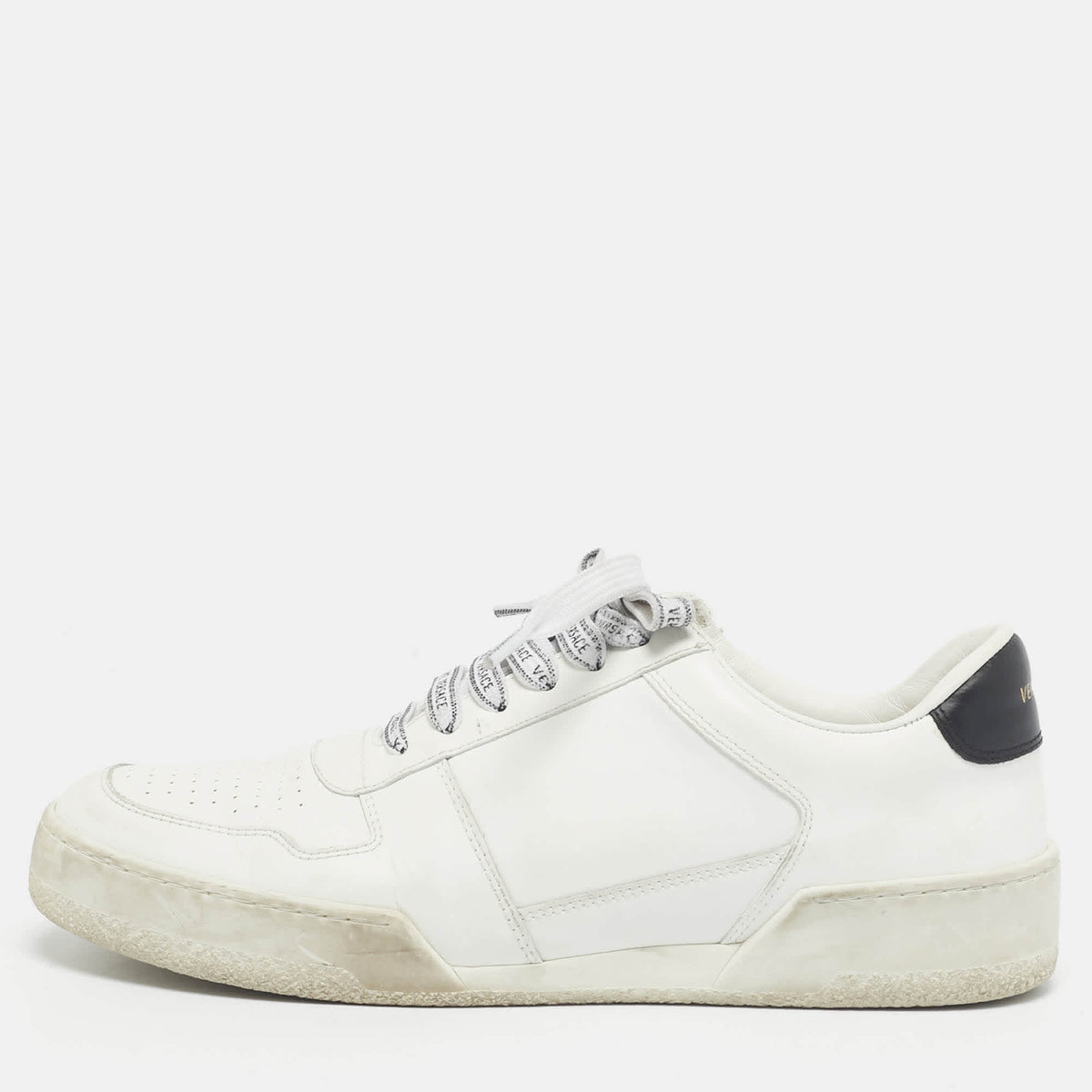 Versace White Leather Llus Low Top Sneakers