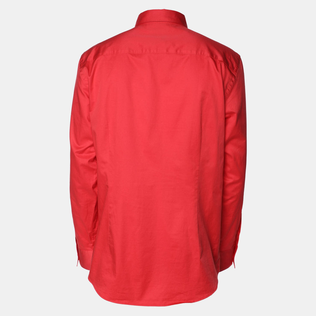Versace Collection Red Cotton Button Front Shirt