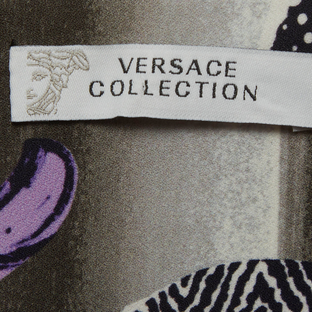 Versace Collection Multicolour Abstract Print Stretch Crepe Pencil Skirt