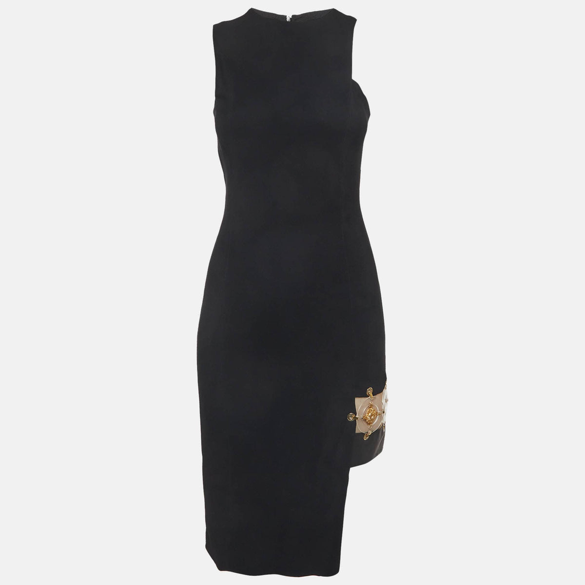 Versus Versace Black Crepe Sleeveless Fitted Dress