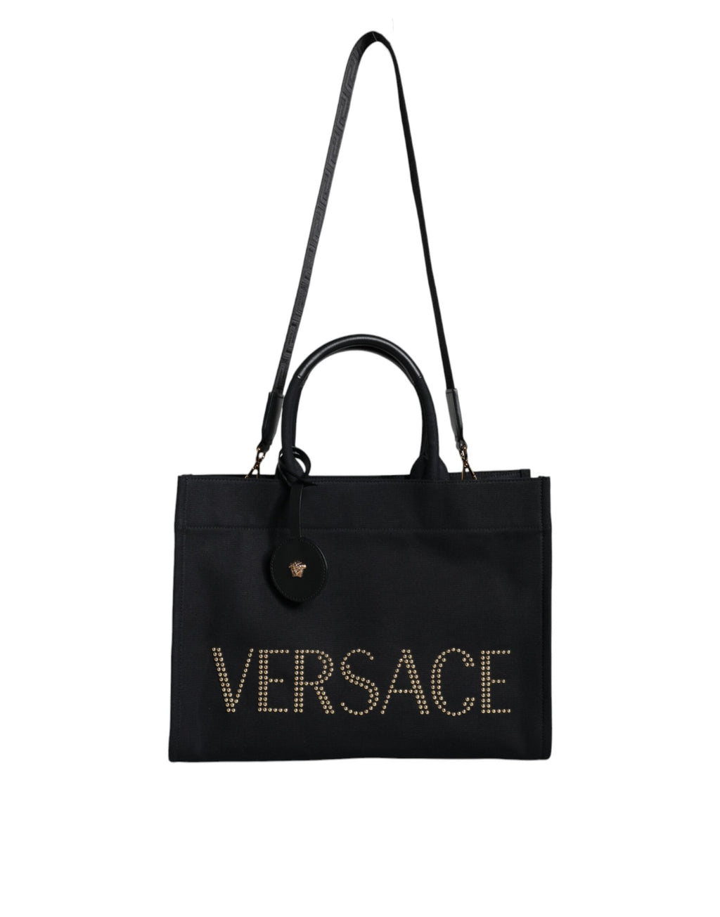 Versace Top Handle Canvas Leather Logo Crossbody Tote Women's Bag