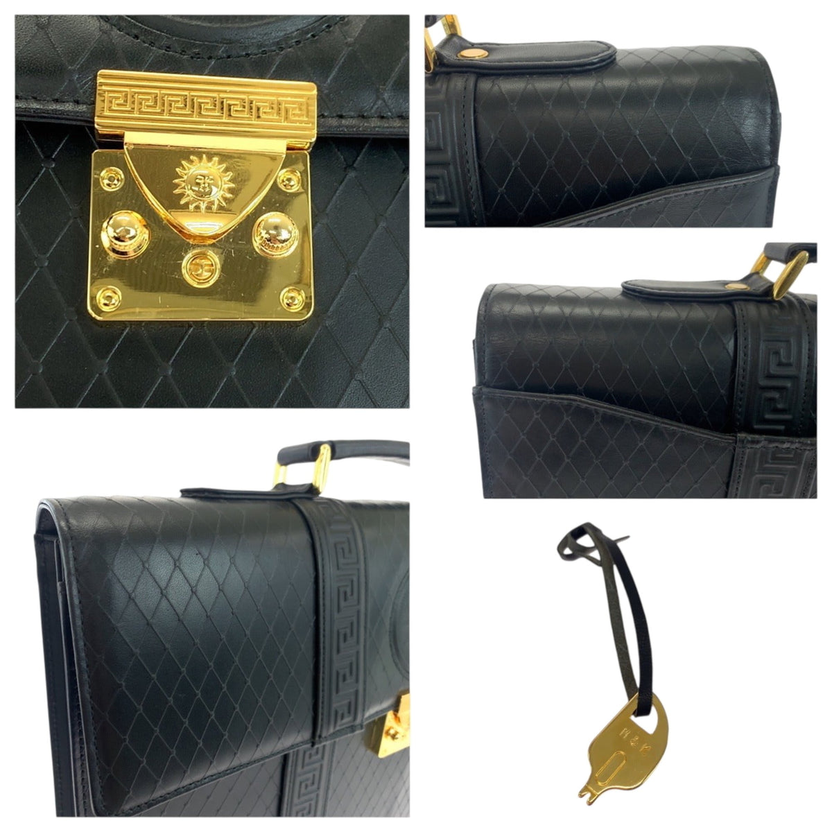 Versace Leather Briefcase Handbag (Pre-Owned)
