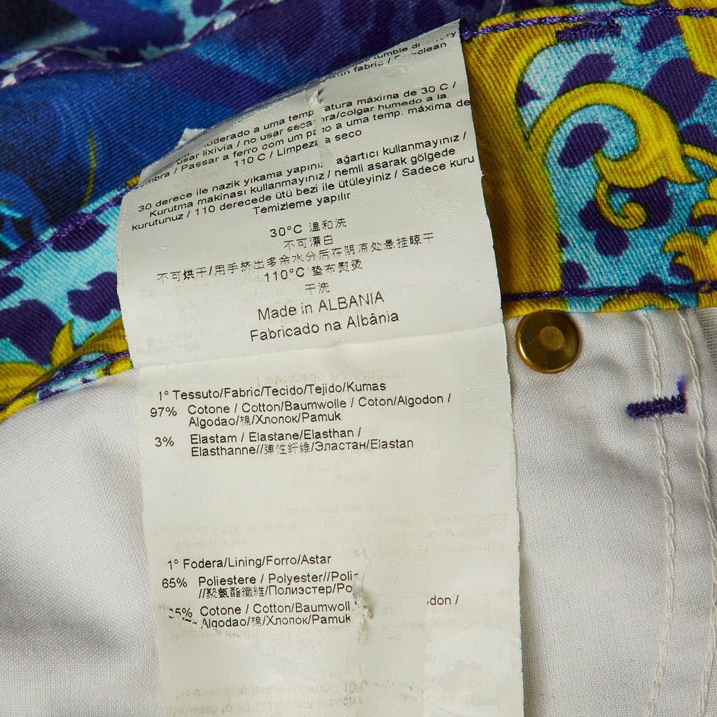 Versace Jeans Multicolor Printed Cotton Skinny Fit Jeans