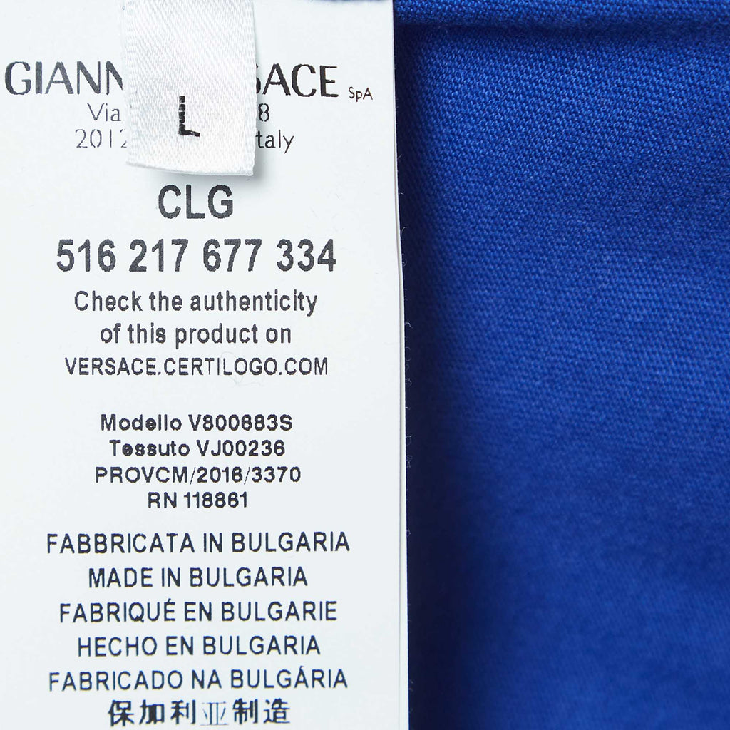 Versace Collection Blue Printed Cotton T-Shirt