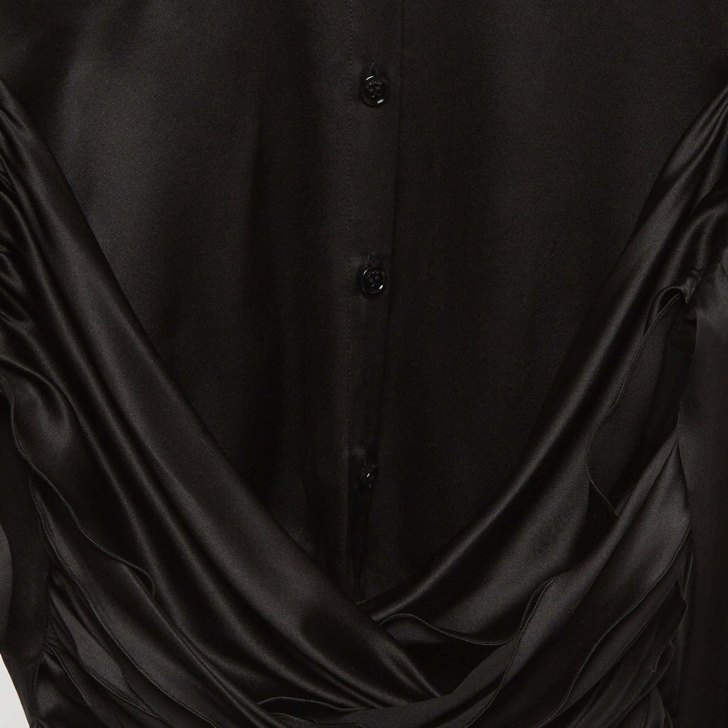 Versace Black Stretch Silk Crop Shirt