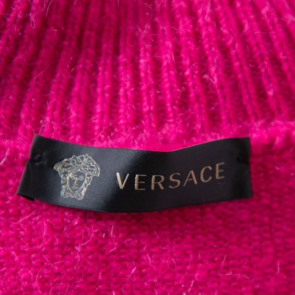 Versace Pink Mohair High Neck Sleeveless Tank Top