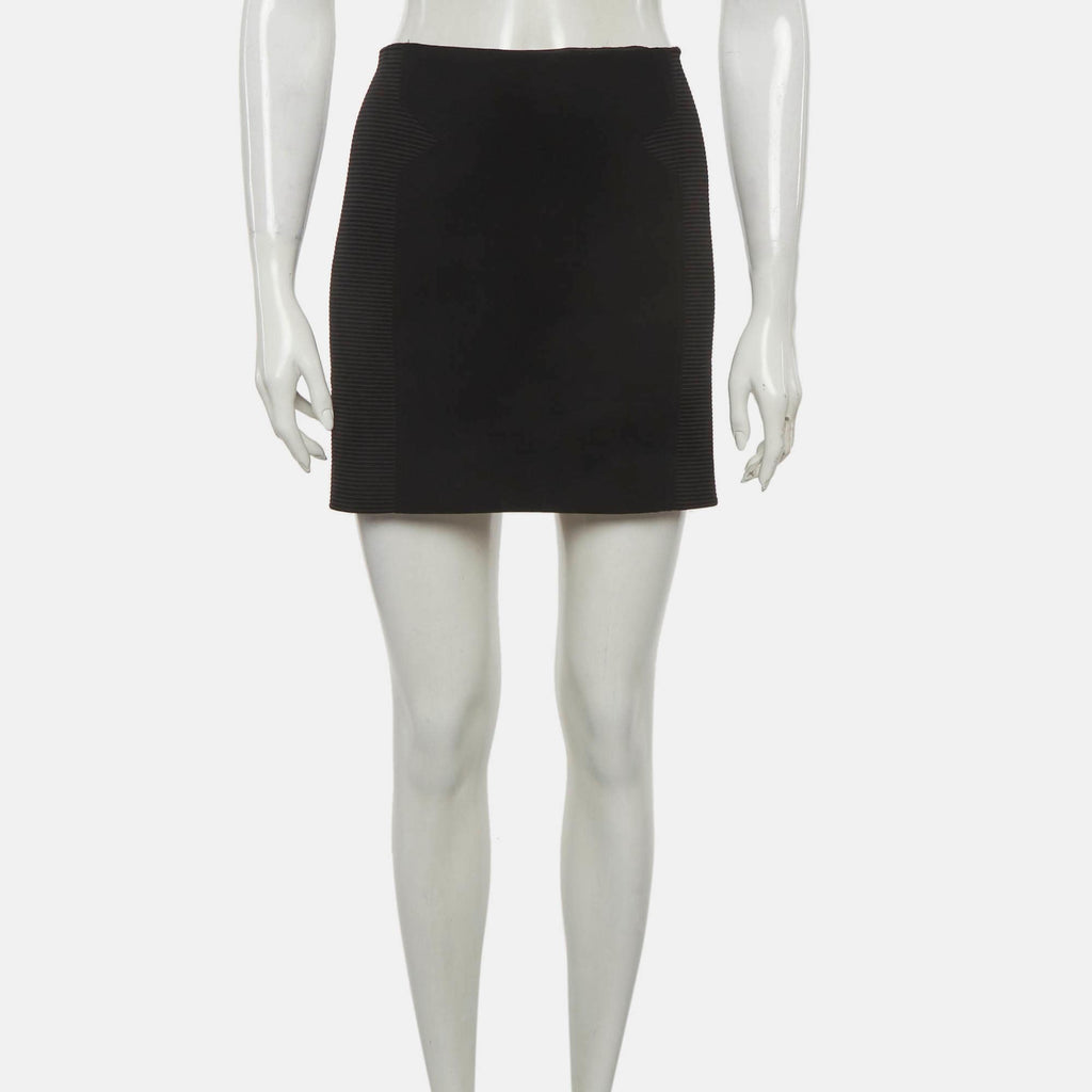 Versace Black Silk Blend Ribbed Paneled Mini Skirt
