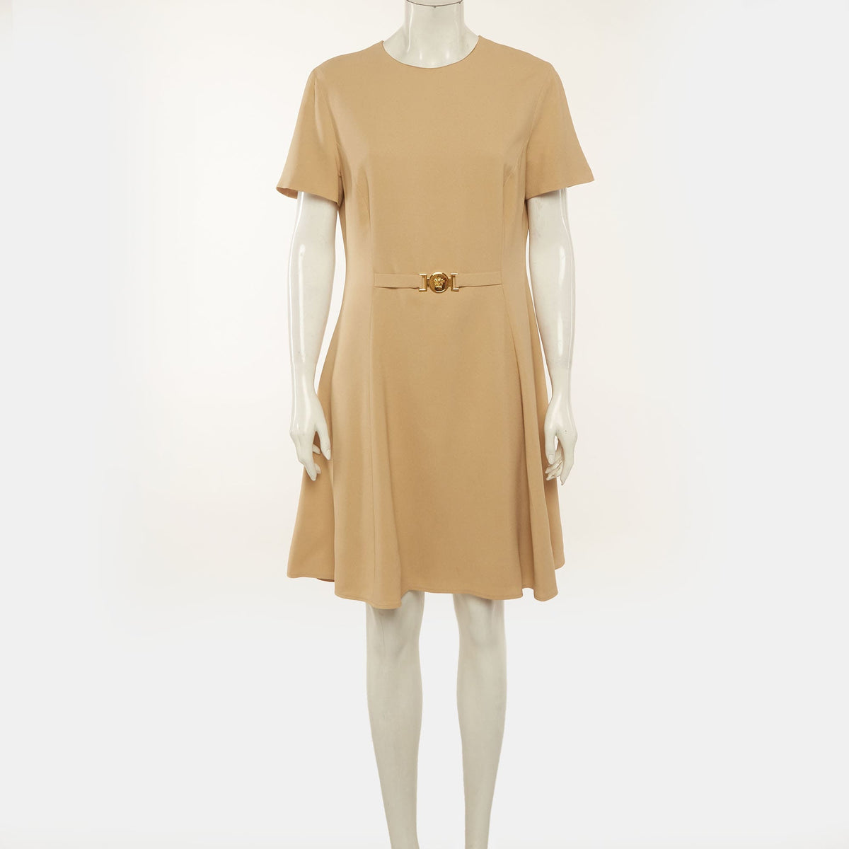 Versace Beige Crepe Medusa 95' Mini Dress