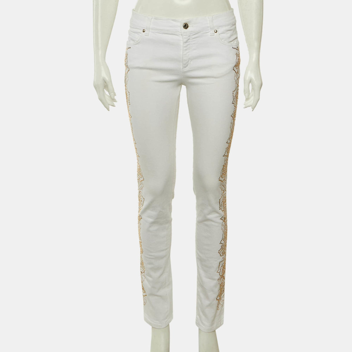 Versace Jeans White Denim Studded Jeans