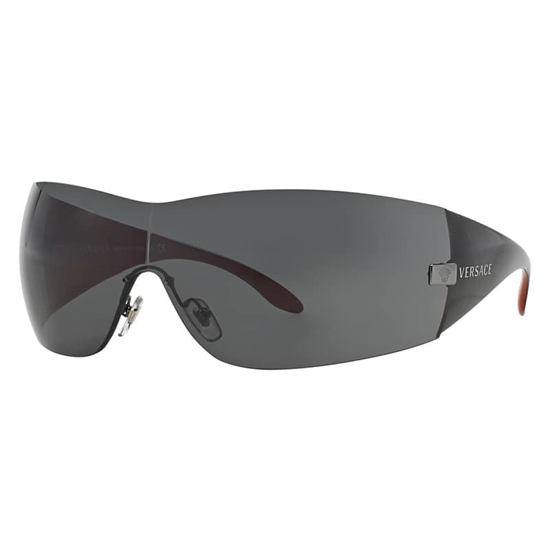 Versace Sunglasses Shield Rimless, Silver Frame And Grey Gradient Blue Lens Ve205410008G