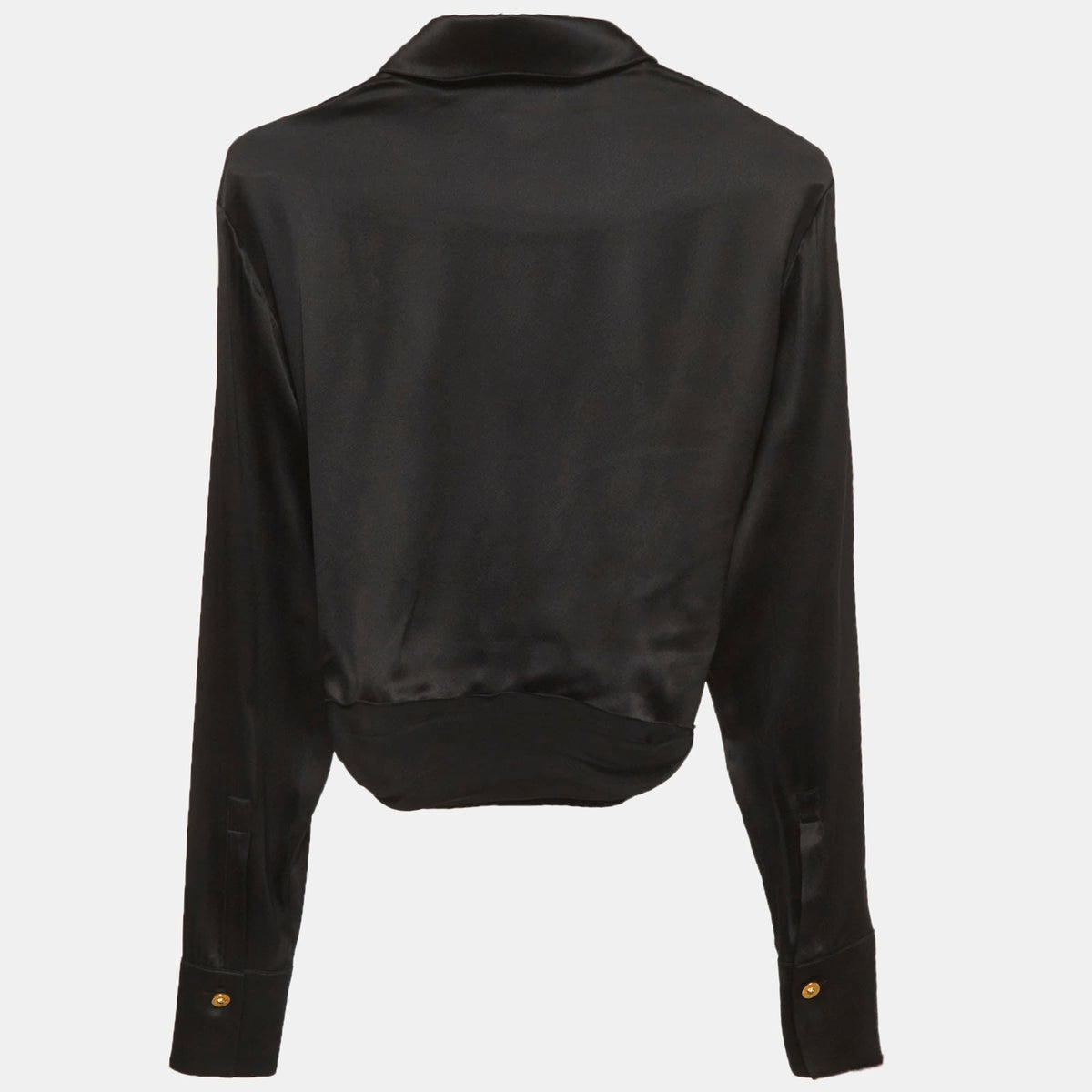 Versace Black Stretch Silk Crop Shirt