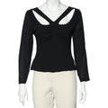 Versace Vintage Black Silk Chiffon Cut Out Detail Top