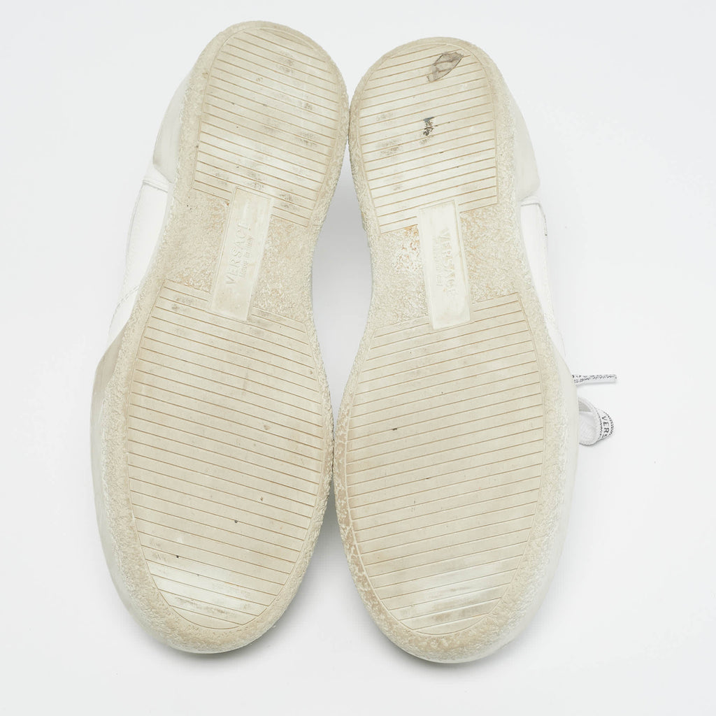 Versace White Leather Llus Low Top Sneakers