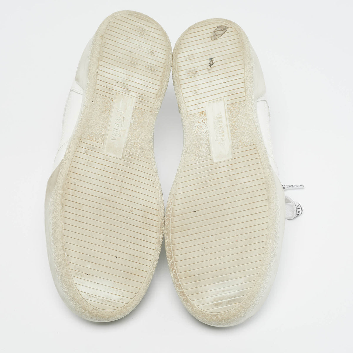 Versace White Leather Llus Low Top Sneakers