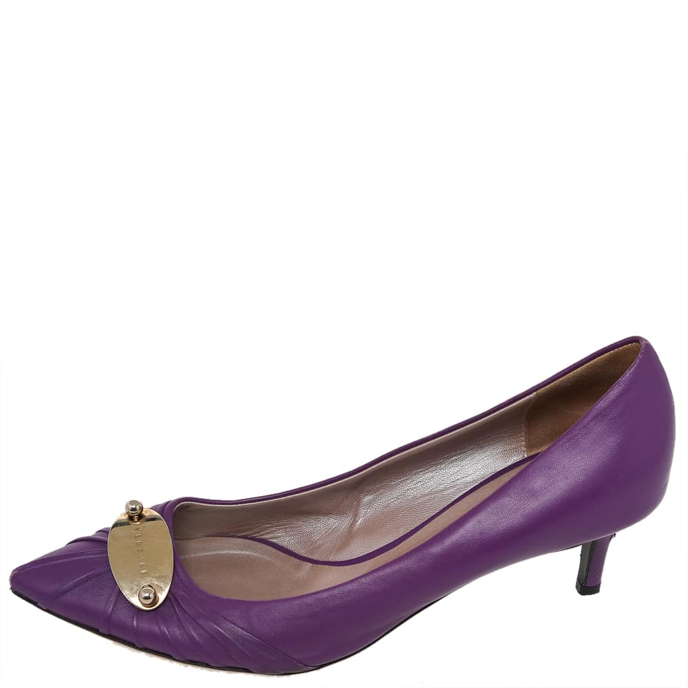 Versace Purple Leather Pointed Toe Pumps