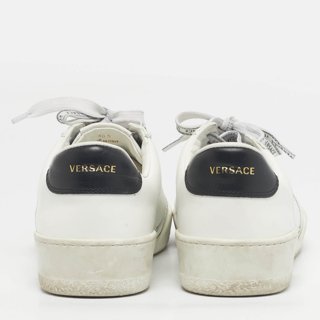 Versace White Leather Llus Low Top Sneakers