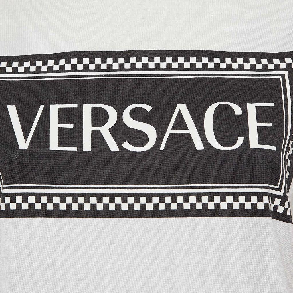 Versace White Logo Print Cotton T-Shirt