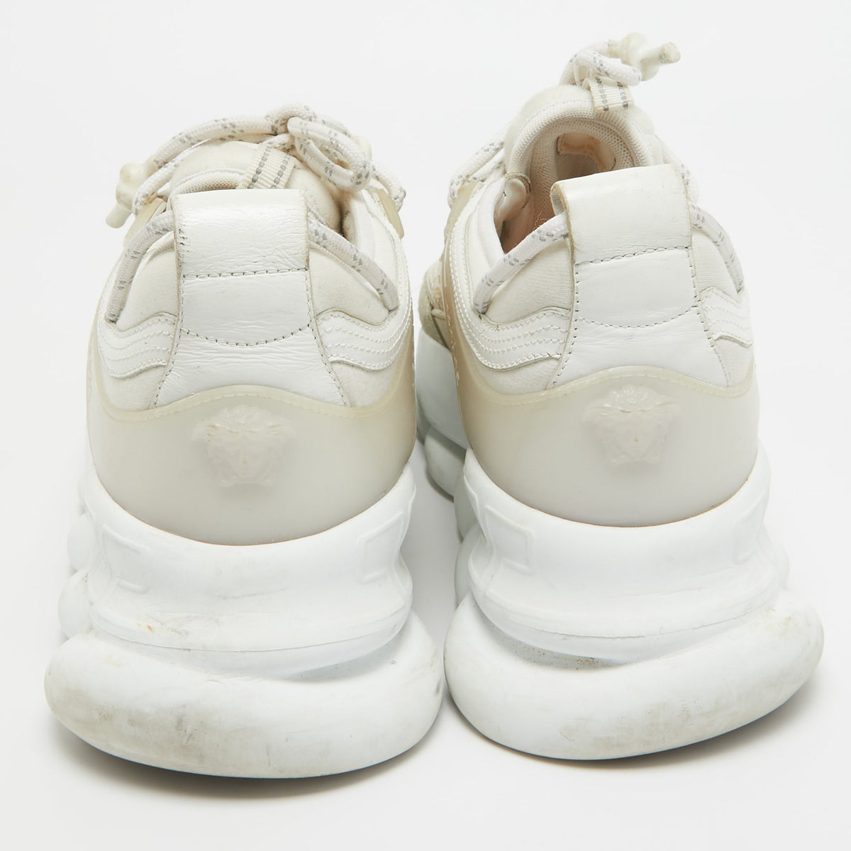 Versace White Suede And Pvc Chain Reaction Sneakers